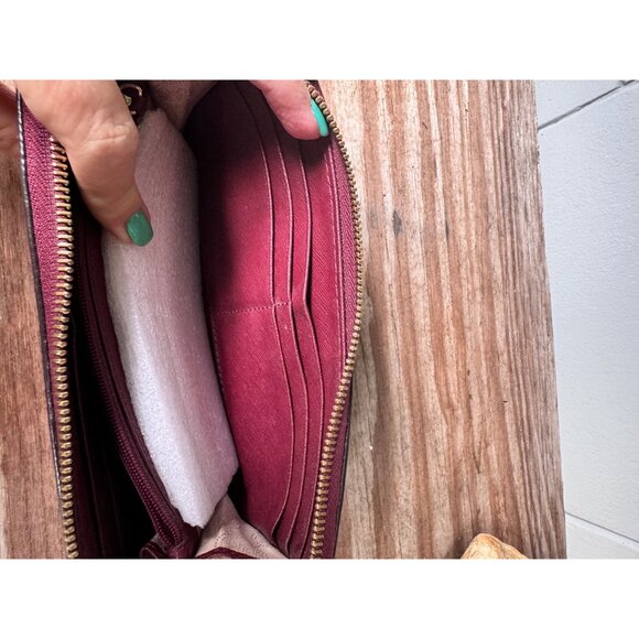Michael Kors Burgundy Saffiano Leather Zip-Around Wallet With Gold Hardware & Mu - Picture 7 of 7